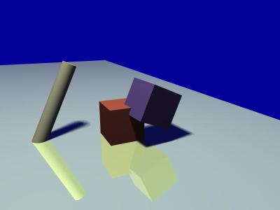 ray traced cubes and cylinder